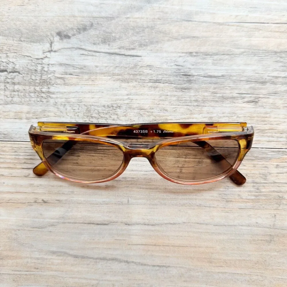 Vintage Y2K Sunglasses Reading Glasses +1.75 Tortoise Amber Pink